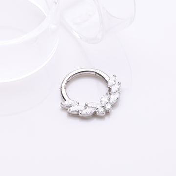 Detail View 1 of Butterfly Goddess Sparkle Clicker Hoop Ring-Clear Gem